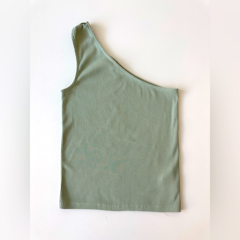 J.Crew one-shoulder in vintage rib in light sage